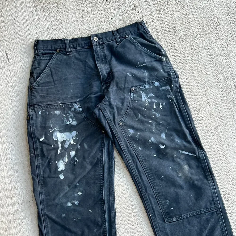 Carhartt faded black double knee work wear carpenter pants